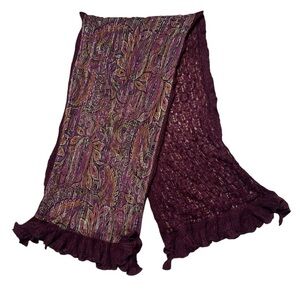 Vintage Nordstrom Woven Silk Blend Scarf Burgundy Paisley Made In Italy